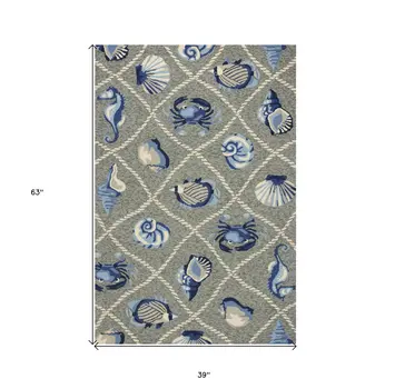 3' X 5' Gray Abstract Handmade Indoor Outdoor Area Rug
