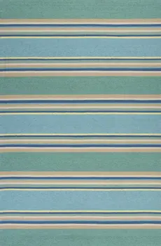 3' X 5' Blue Striped Handmade Indoor Outdoor Area Rug