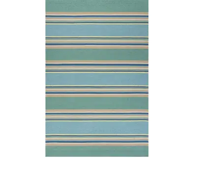 3' X 5' Blue Striped Handmade Indoor Outdoor Area Rug