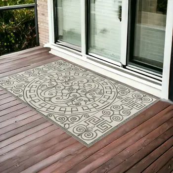 3' X 5' Gray And Ivory Moroccan Indoor Outdoor Area Rug