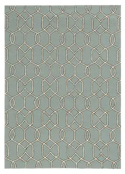 3' X 5' Green And Ivory Geometric Hand Hooked Area Rug