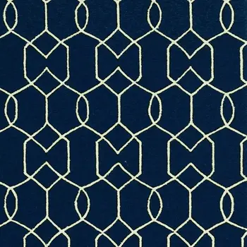3' X 5' Navy Blue Geometric Hand Hooked Area Rug