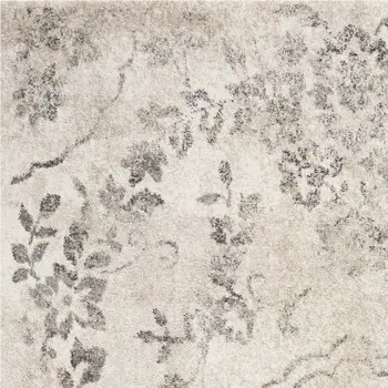 7' Gray Floral Distressed Runner Rug