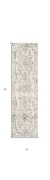 7' Gray Floral Distressed Runner Rug
