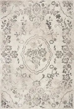 3' X 5' Gray Floral Vines Distressed Area Rug