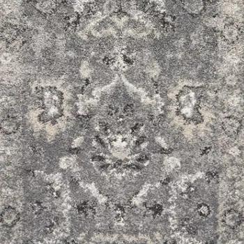 7' Gray Floral Worn Faded Runner Rug