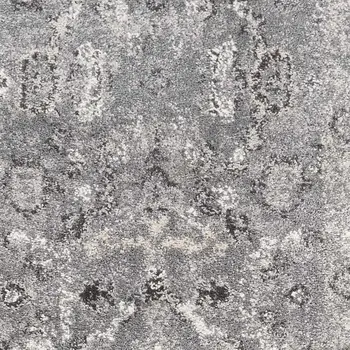 7' Gray Floral Worn Faded Runner Rug