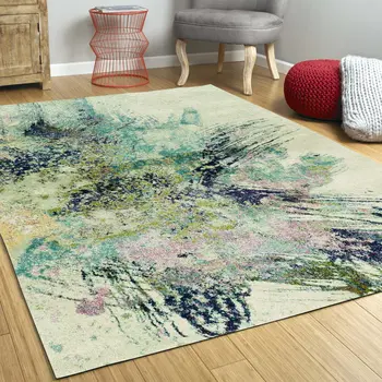 8' Ivory Abstract Runner Rug