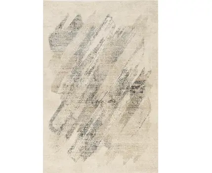 7' Gray and Ivory Abstract Runner Rug