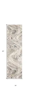 7' Natural Abstract Runner Rug