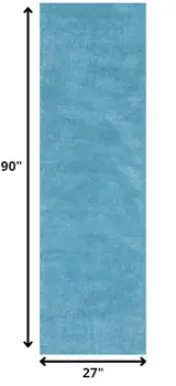 8' Blue Hand Woven Runner Rug