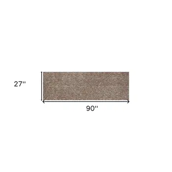 8' Beige Heather Plain Runner Rug