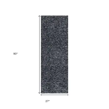 8' Black Heather Plain Runner Rug