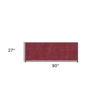 8' Red Shag Hand Woven Runner Rug