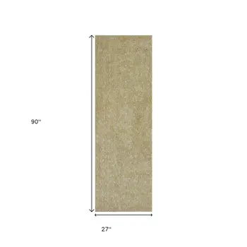 8' Yellow And Ivory Shag Hand Woven Runner Rug
