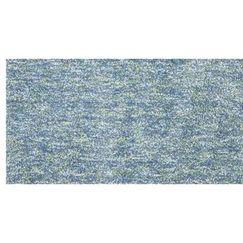 8' Blue And White Shag Hand Woven Runner Rug