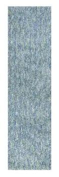8' Blue And White Shag Hand Woven Runner Rug