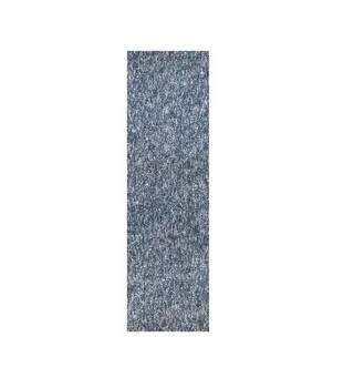 8' Indigo And Ivory Shag Hand Woven Runner Rug