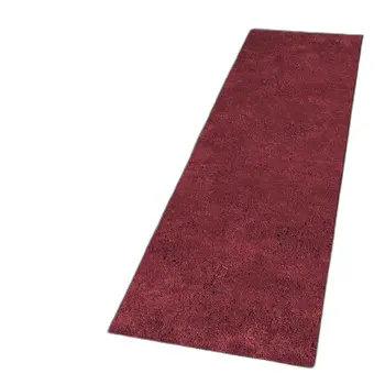 8' Red Shag Hand Woven Runner Rug