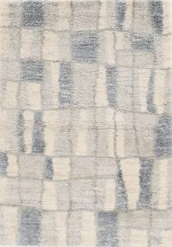 4' X 6' Ivory And Blue Abstract Distressed Area Rug