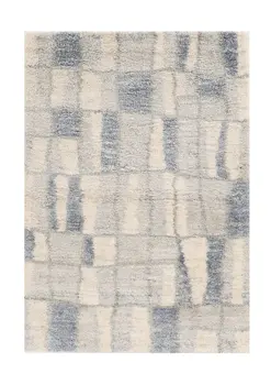 4' X 6' Ivory And Blue Abstract Distressed Area Rug