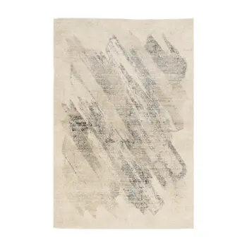 3' X 5' Gray and Ivory Abstract Worn Faded Area Rug