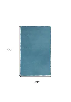 3' X 5' Blue Shag Hand Woven Area Rug