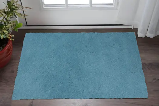 3' X 5' Blue Shag Hand Woven Area Rug