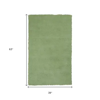 3' X 5' Green Shag Hand Woven Area Rug