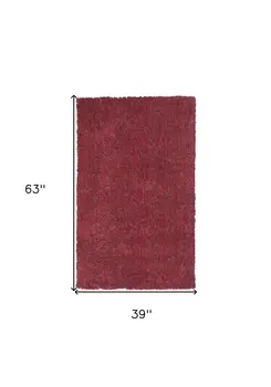 3' X 5' Red Heather Plain Area Rug