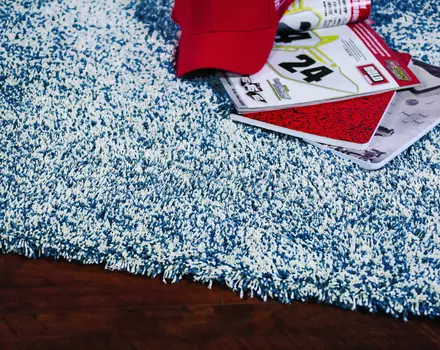 3' X 5' Indigo Ivory Heather Indoor Shag Rug