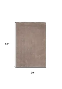 3' X 5' Beige Shag Hand Woven Area Rug