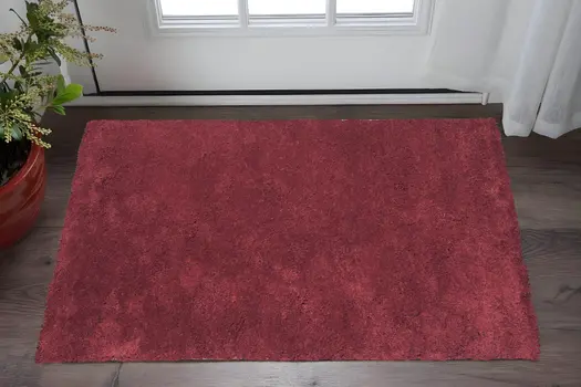 3' X 5' Red Shag Hand Woven Area Rug