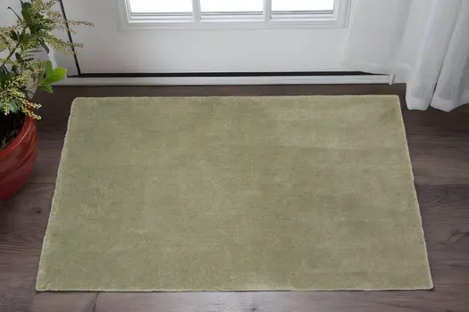 3' X 5' Sage Shag Hand Woven Area Rug