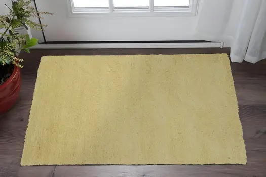 3' X 5' Canary Yellow Shag Hand Woven Area Rug