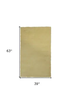 3' X 5' Canary Yellow Shag Hand Woven Area Rug