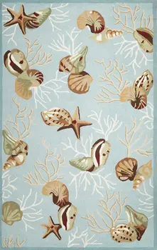 3' X 5' Blue Corals And Shells Area Rug