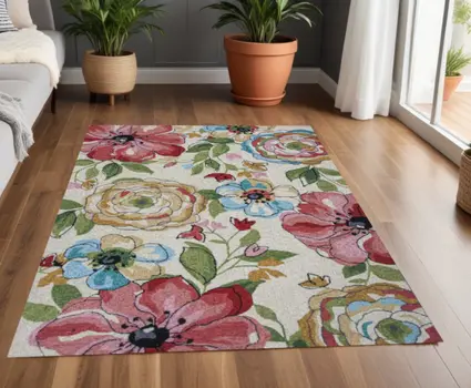 3' X 5' Sand Beige Hand Hooked Area Rug