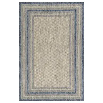 5' X 8'  Grey Or  Denim Bordered Uv Treated Area Rug
