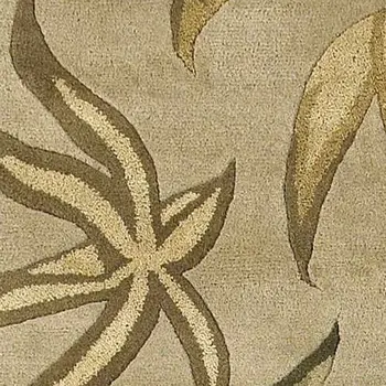 2' X 4' Sand Leaves Wool Area Rug