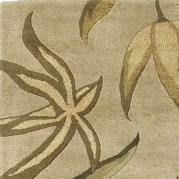 2' X 4' Sand Leaves Wool Area Rug
