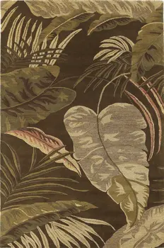 3' X 4' Brown And Green Wool Botanical Leaves Hand Tufted Area Rug