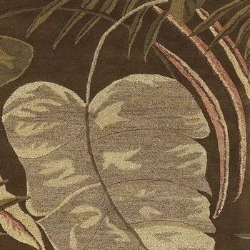 3' X 4' Brown And Green Wool Botanical Leaves Hand Tufted Area Rug