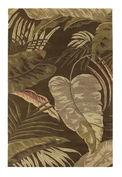 3' X 4' Brown And Green Wool Botanical Leaves Hand Tufted Area Rug