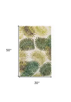 2' X 4' Natural Fern Leaves Wool Area Rug