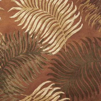 3' X 4' Rust Orange And Green Wool Botanical Leaves Hand Tufted Area Rug