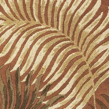 3' X 4' Rust Orange And Green Wool Botanical Leaves Hand Tufted Area Rug