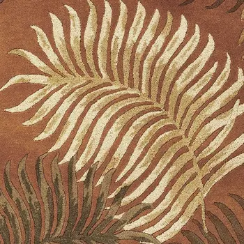 3' X 4' Rust Orange And Green Wool Botanical Leaves Hand Tufted Area Rug