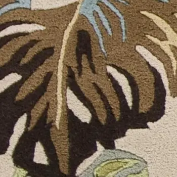 3' X 4' Ivory And Blue Wool Botanical Leaves Hand Tufted Area Rug