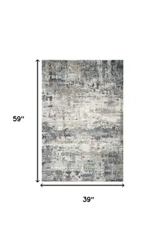 3' X 5' Ivory Abstract Area Rug